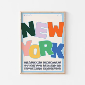 New York tiskanje wall art | Printable pisane NYC tiskanje | NYC potovanja plakat digital download | Sredine stoletja sodobne umetnosti tiskanja - Slike 1  